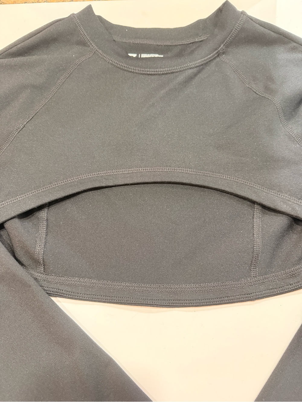 Zella Black Cropped Long-Sleeve Athletic Top